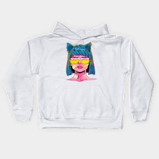 Overdrive vintage girl - Digital drawing - Color Kids Hoodie